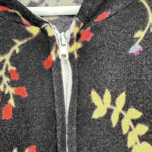 Eric Spencer Sweater Womens XL Black Floral Print Hooded Zip Up Pullover Cottage - Picture 8 of 10